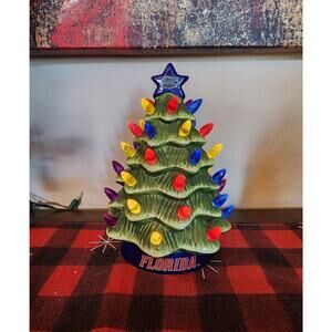 NCAA Florida Gators Ceramic Christmas Tree Holiday Tabletop Decor 8" Gift